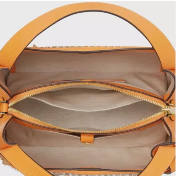 ♠️ kate spade NWT Knott Raffia Tweed Medium Crossbody Tote, Sunset Blaze orange - Picture 3 of 16